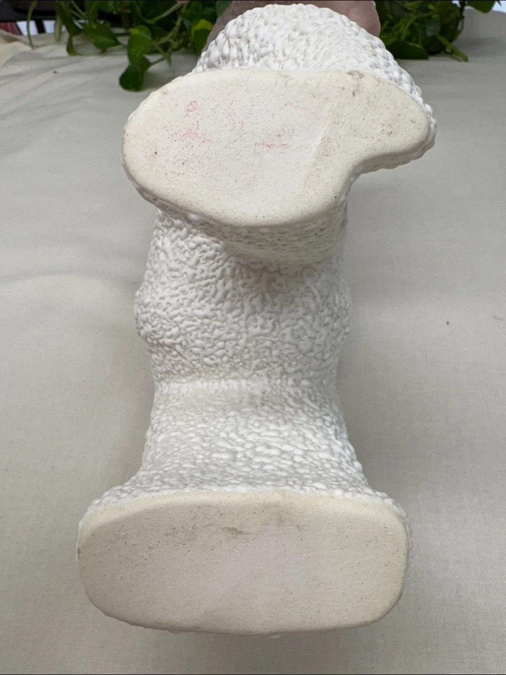 Vintage White Spaghetti Texture Donkey Planter Cobalt Blue Glaze